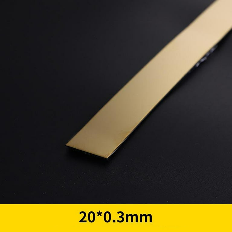 Leke 16ft Self Adhesive Stainless Steel Bar Mirror Metal Strip Decor  Moulding Trim Gold, Width 0.79in 